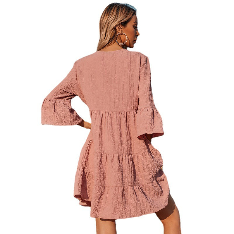 Good Karma Cotton Tiered Babydoll Tunic Dusty Rose