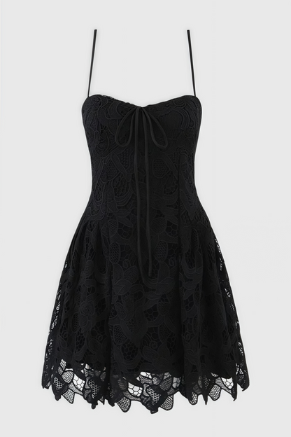 Lurext Black Lace Sleeveless Mini Dress