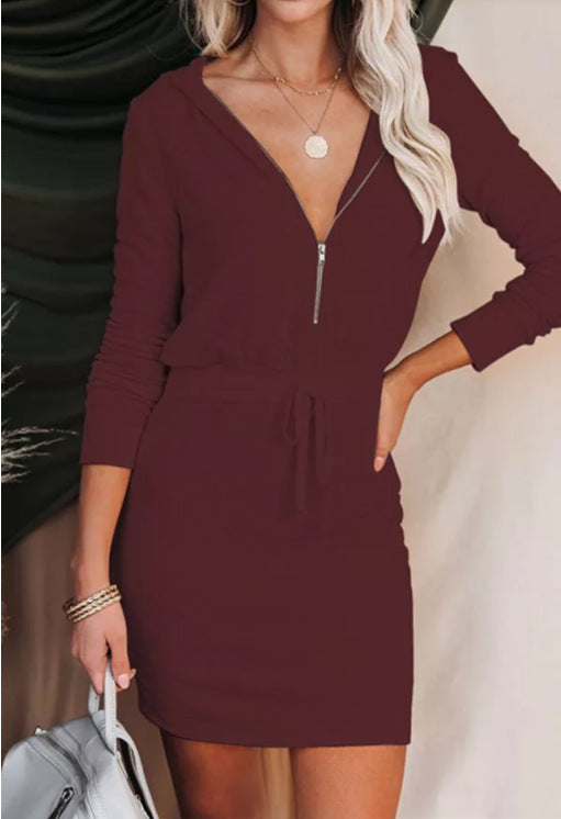 Hope Half Zip Hooded Knit Dress Lavender