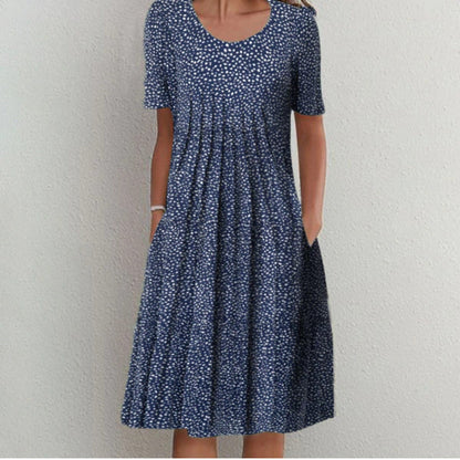 Jenni Statement Women's Floral Midi Dress with Pleated Design Boutique Collection