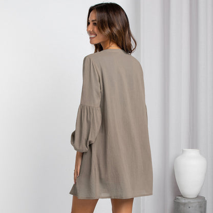 Noland Button Down Cover Up Dress Beige