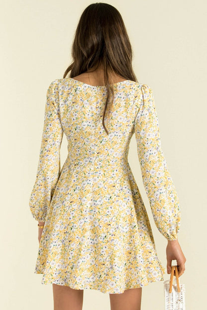 Inner Sunset Floral Smocked Cutout Dress Sage