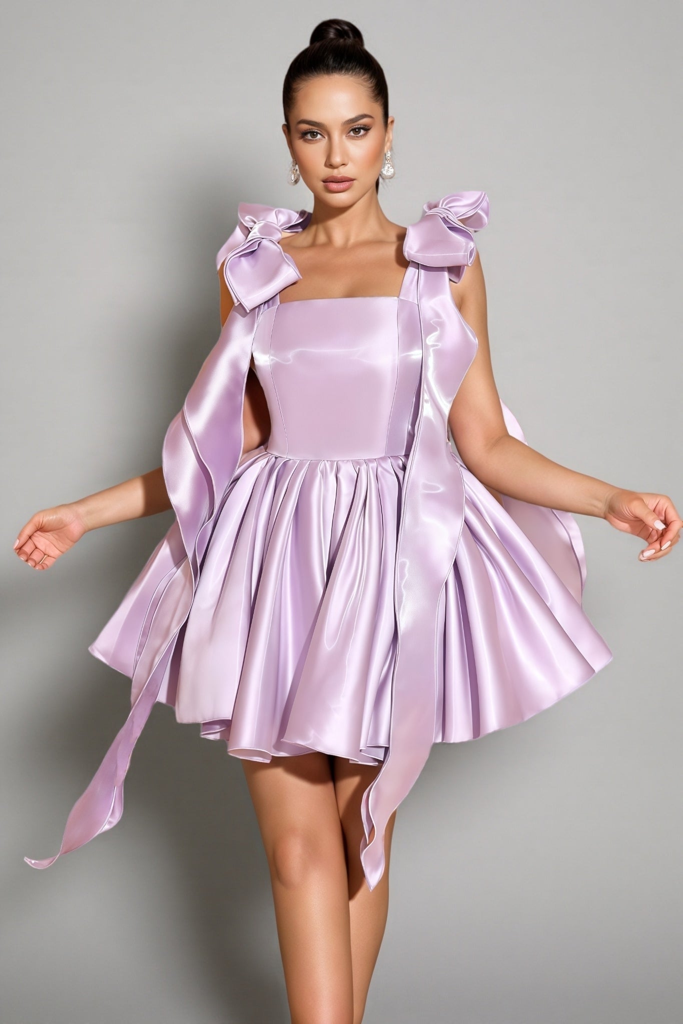 Valentina Purple Bow Mini Dress