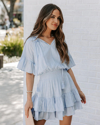 Ribbonwood Ruffle Tie Dress Waterlily
