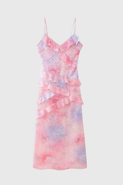 Wynan Floral Frill Sleeveless Maxi Dress