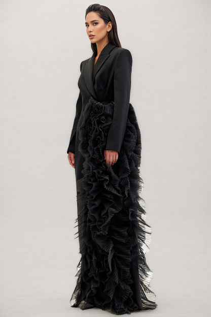 Edmund Irregularly Spliced Mesh Maxi Dress