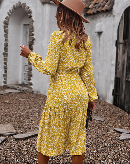 Sunshine On My Mind Floral Babydoll Dress Mustard