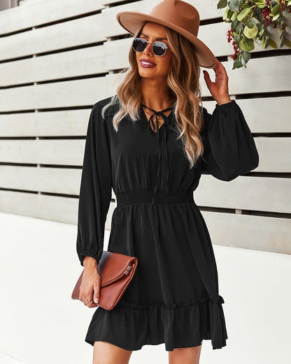 Indy Billowed Ruffle Dress Black