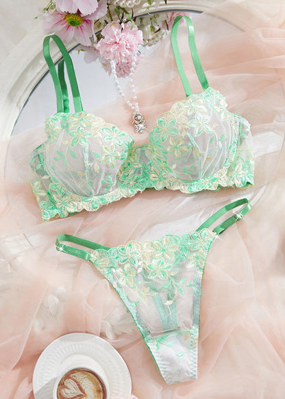 Lilac Blossom Embroidered Lingerie Set