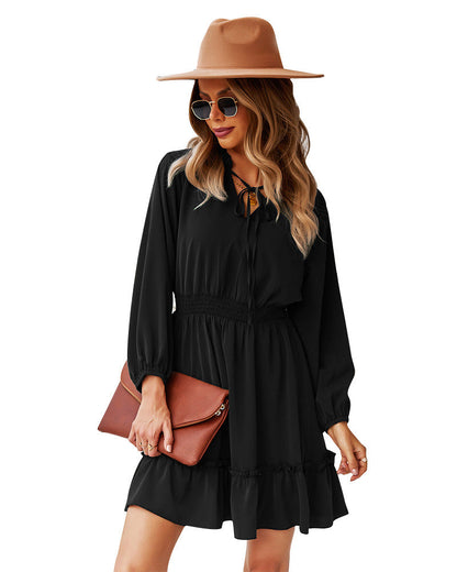 Indy Billowed Ruffle Dress Black