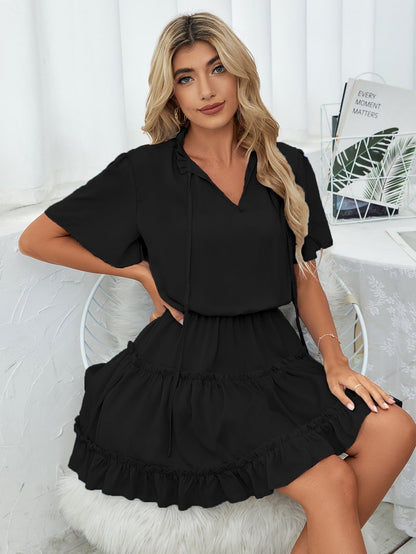 Slow It Down Smocked Tassel Dress Black