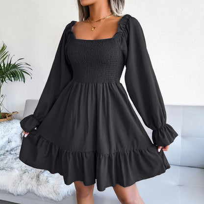 Kolly Smocked Babydoll Dress Black FINAL