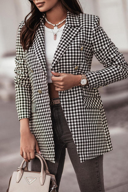 Double Breasted Plaid Blazer
