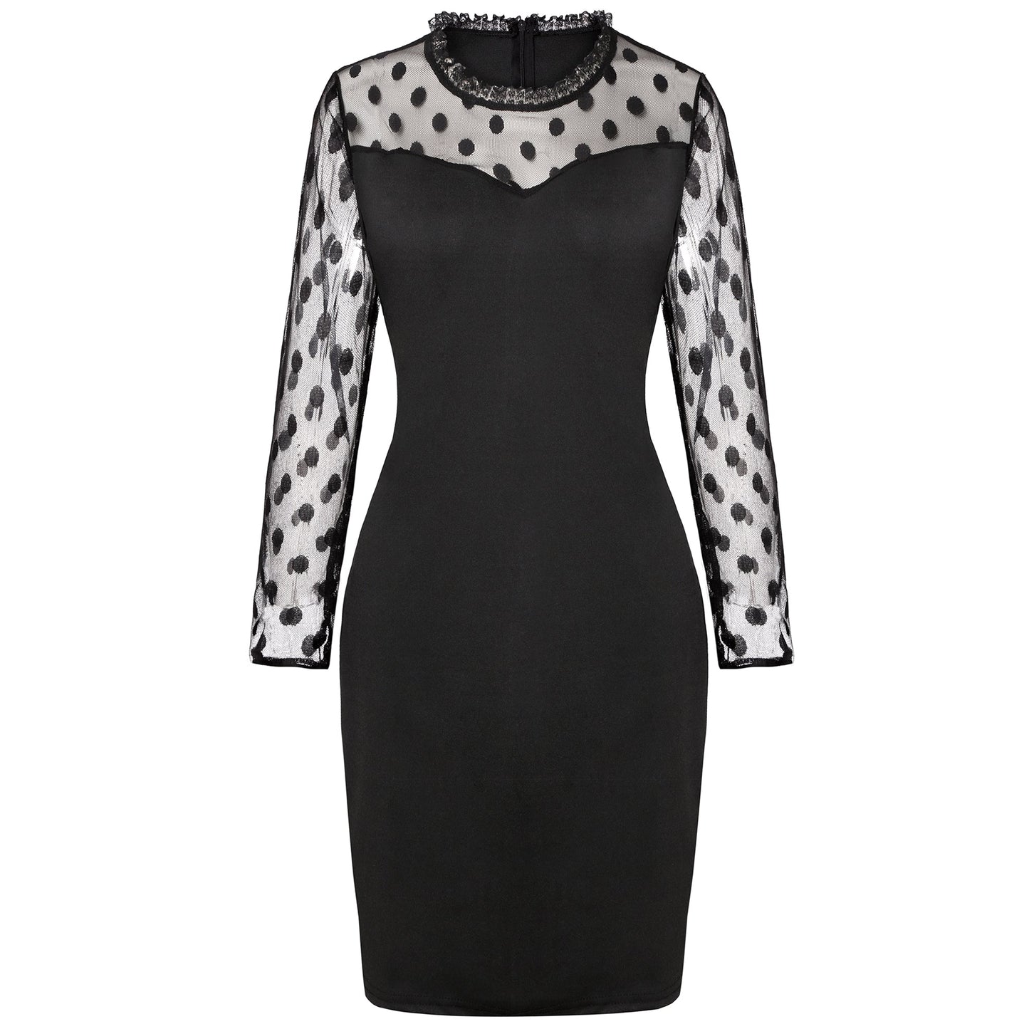 Carmina Statement Sleeve Bodycon Dress Black FINAL