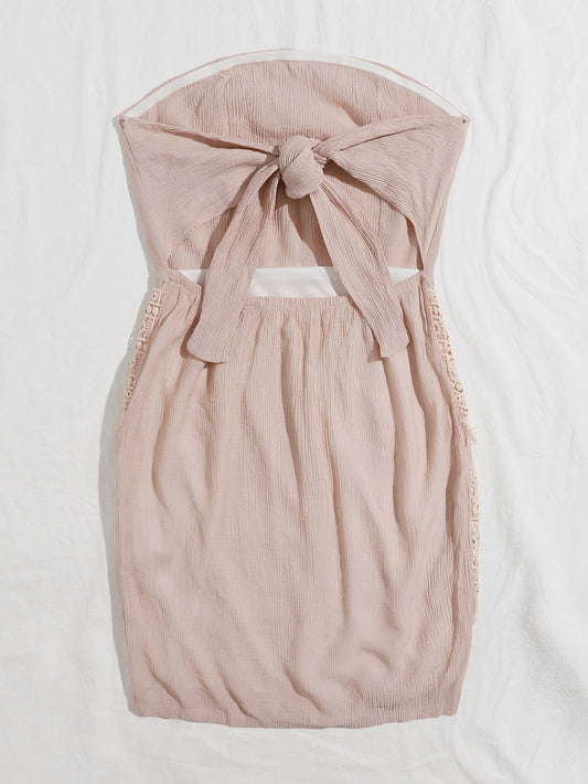 Off Shoulder Tie Back Schiffy Dress