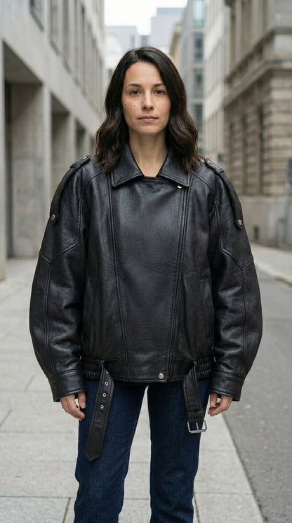 Oversized Leather Biker Jacket – Vintage-InspiRed Statement