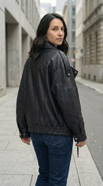 Oversized Leather Biker Jacket – Vintage-InspiRed Statement
