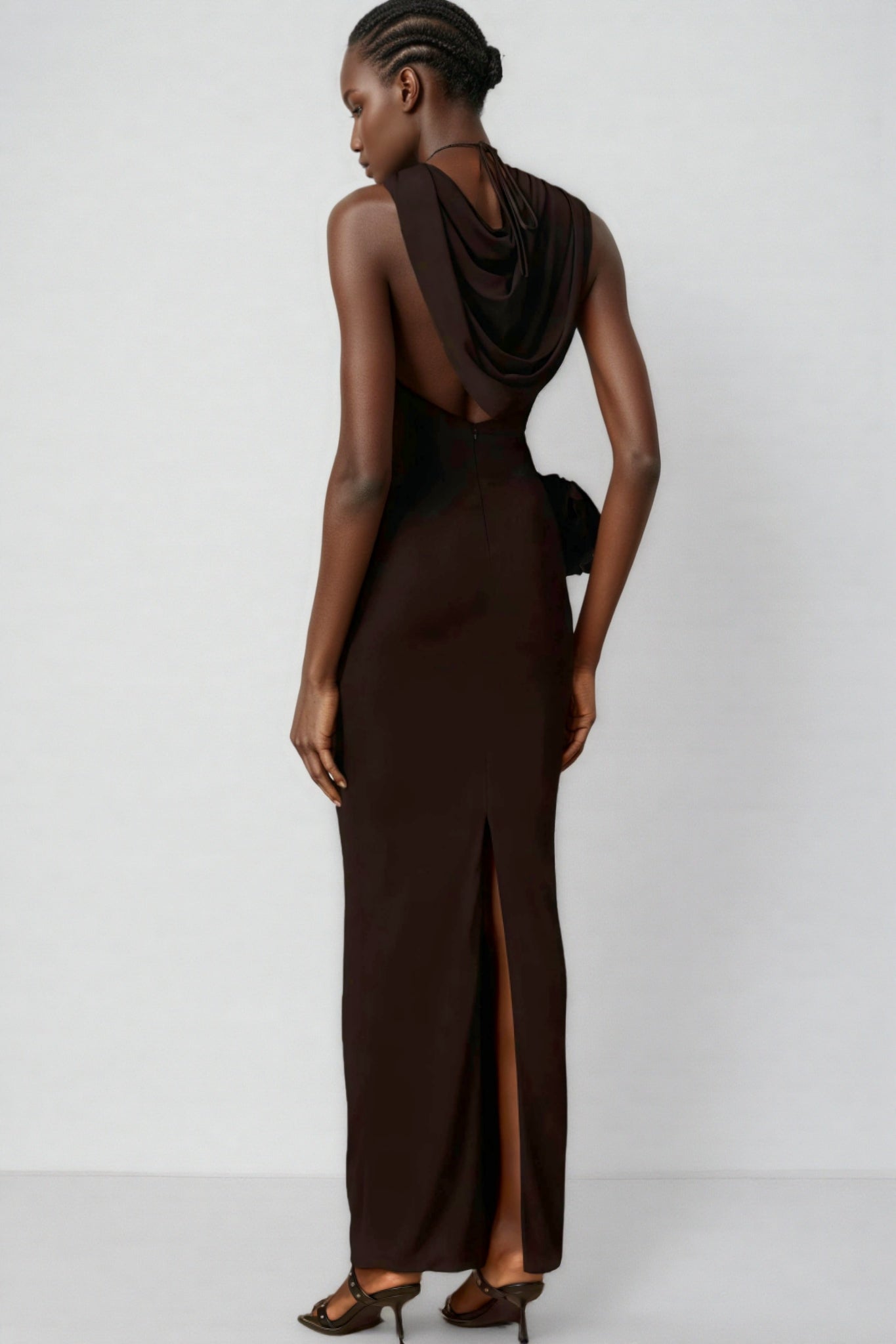 Jaylee Metal 3D Flower Hooded Midi Dress