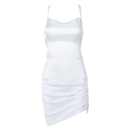 Parisian Lace Up Satin Dress