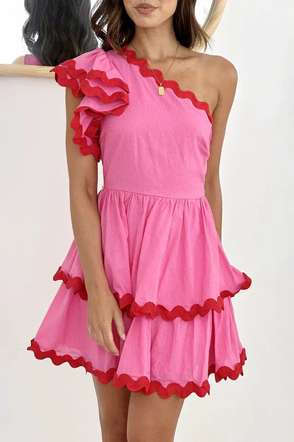 Zaira Chic Mini Dress Pink / Red Silhouette Collection