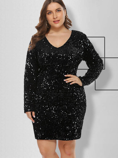 Plus Size Sequins Glitter Bodycon Dress