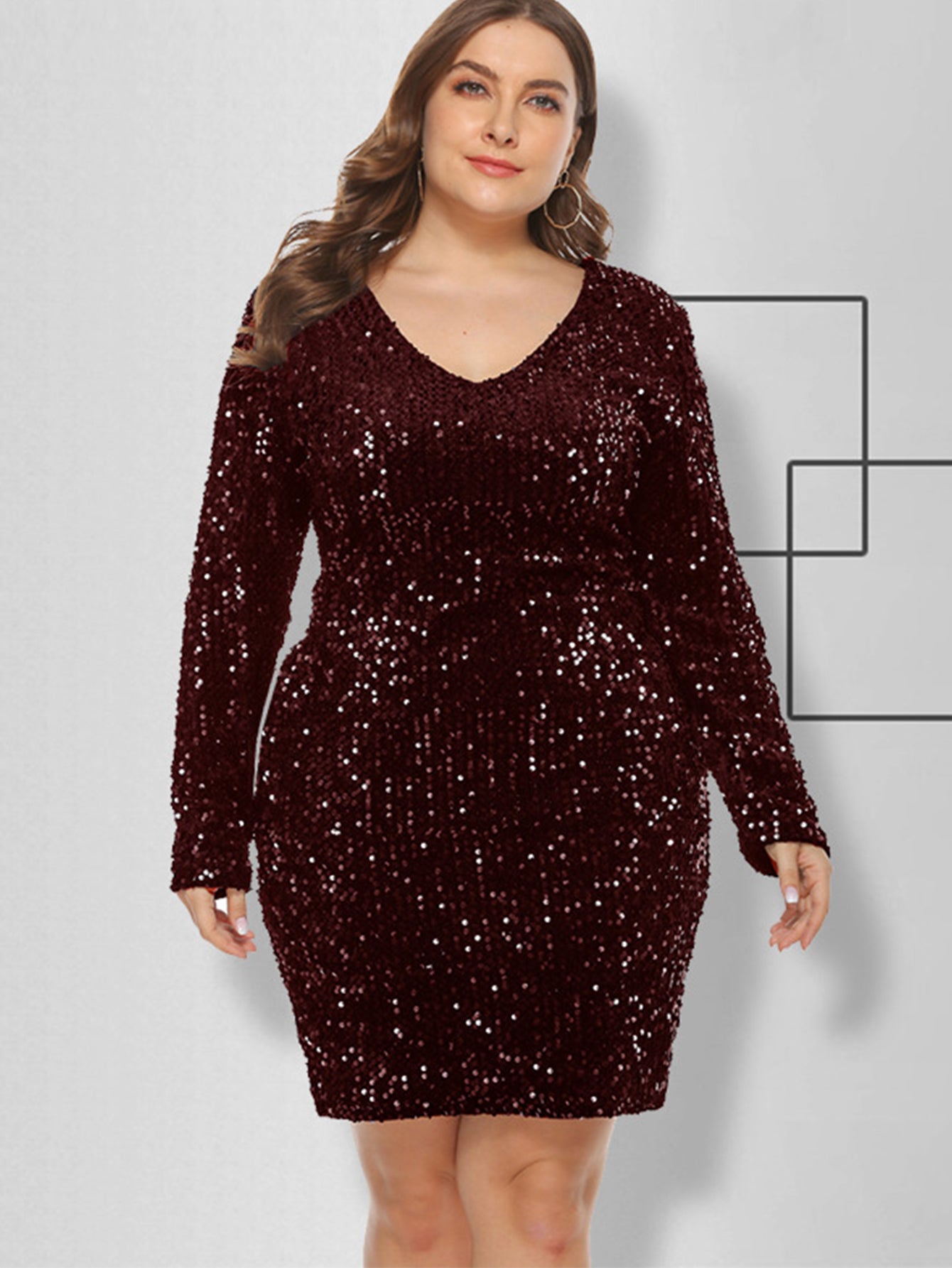 Plus Size Sequins Glitter Bodycon Dress