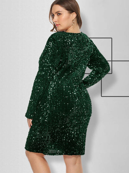 Plus Size Sequins Glitter Bodycon Dress