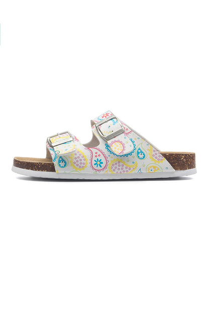 Printed Buckle Flat Sandals