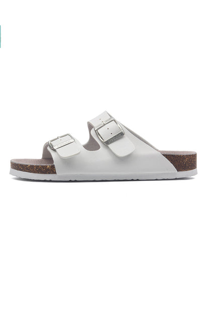 Printed Buckle Flat Sandals