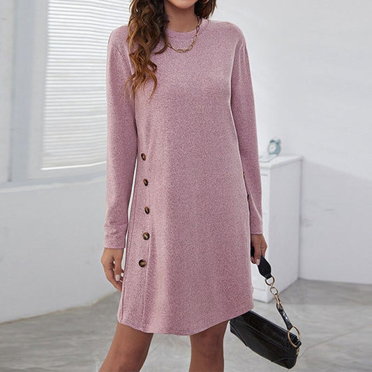 Aubrey Effortless Chic Casual Long Sleeved Mini Dress Everyday Luxe Edit