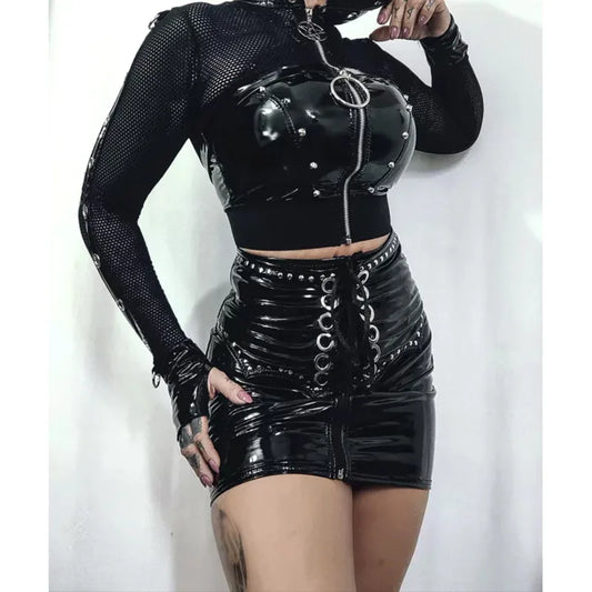 Hooded  Dark Grunge Punk Zip Up Gothic Faux Cardigan
