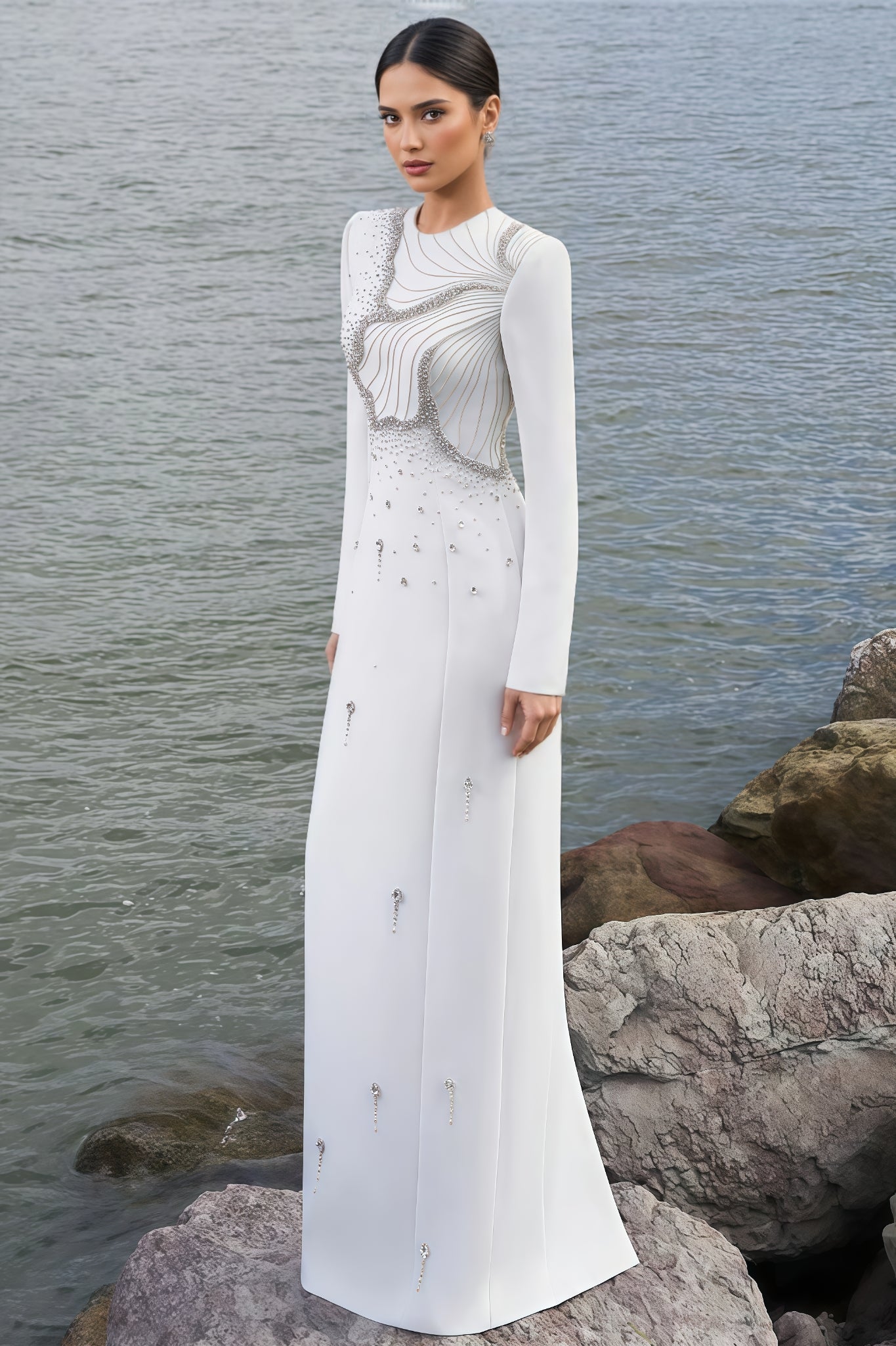 Lalie Floral Crystal Embellished Maxi Dress
