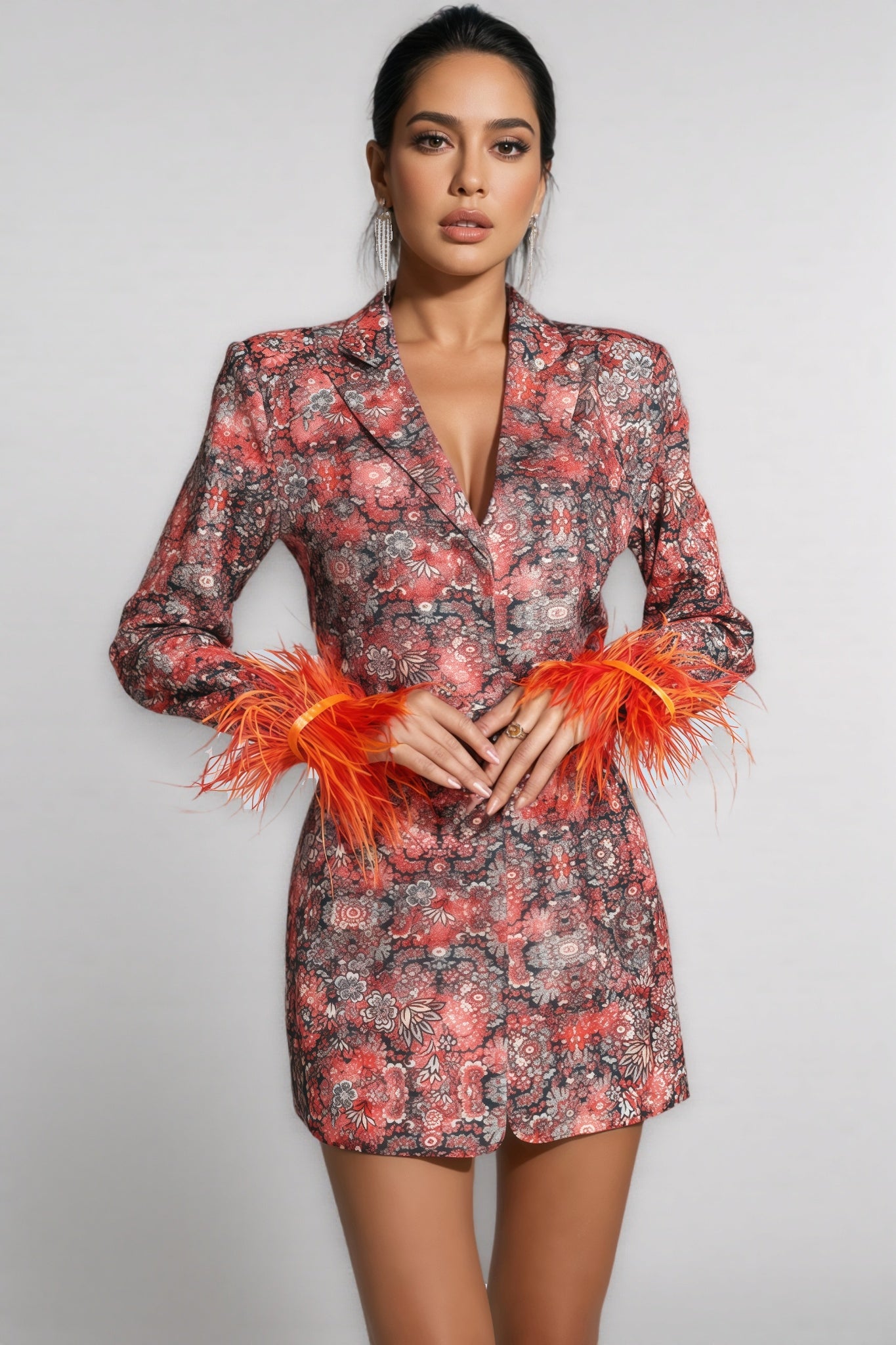 Adalee Floral Feather Mini Dress