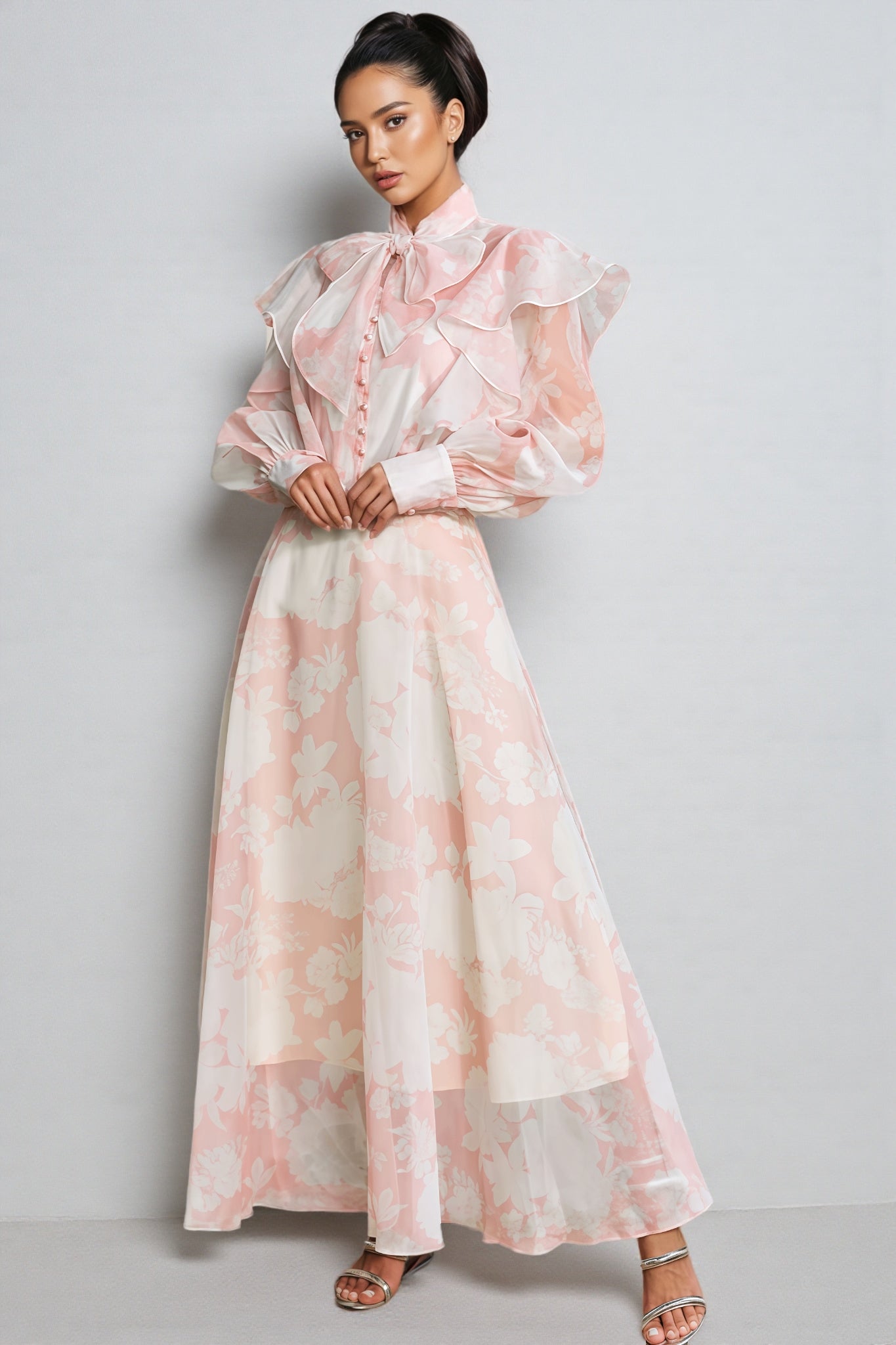 Caldris Floral Printed Maxi Dress Set