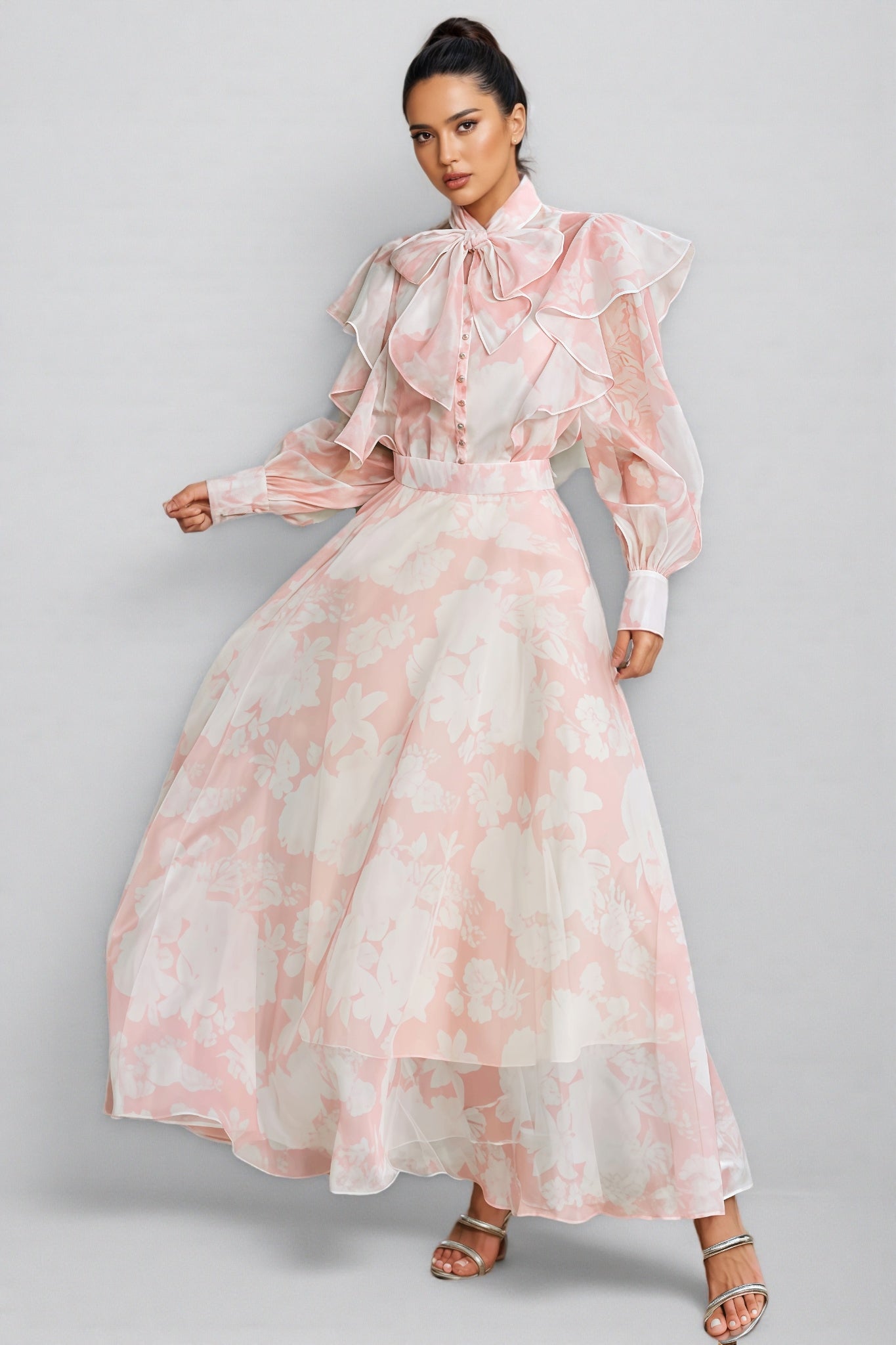 Caldris Floral Printed Maxi Dress Set