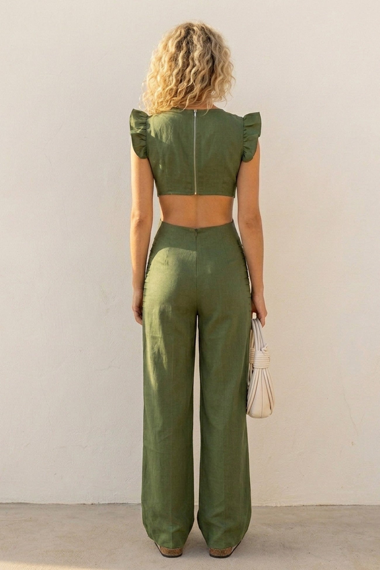 Ruffle Sleeveless Cutout Jumpsuits