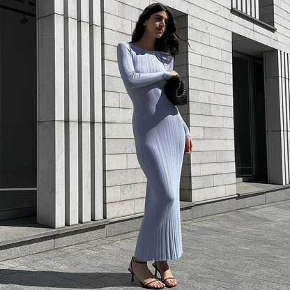 Ribbed Long Sleeve Maxi Dress