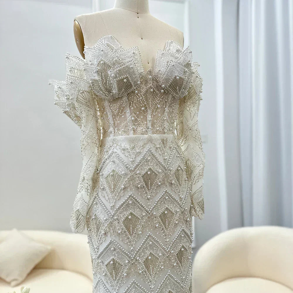 Mermaid Off - Shoulder Nude Evening Dresses for Women