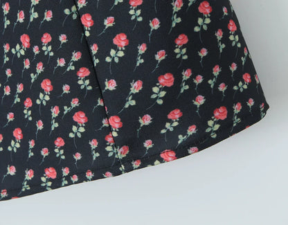 Flower Print Embroidery Lace Slash Collar Mini Dress