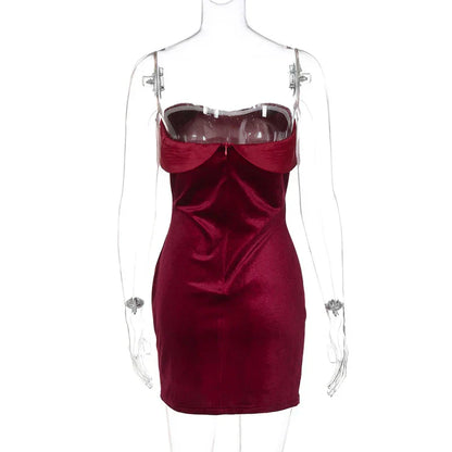 Velvet Off - shoulder Strapless Mini Dress