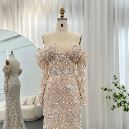 Mermaid Off - Shoulder Nude Evening Dresses for Women