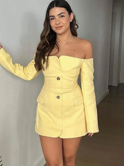 Off - Shoulder Blazer Dress Chic Style for Summer Parties