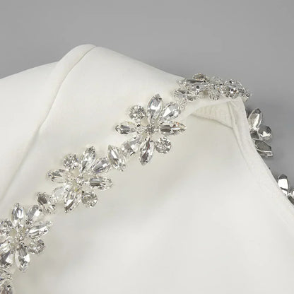 White Square Neck Diamond Mini Dress