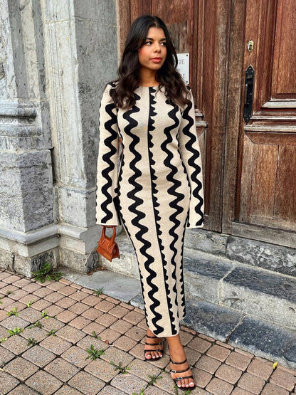 Ada Elevated Long Sleeve Knitted Maxi Dress Chic Silhouette Collection