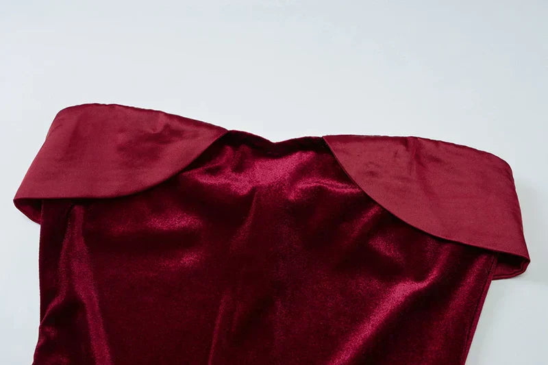Velvet Off - shoulder Strapless Mini Dress