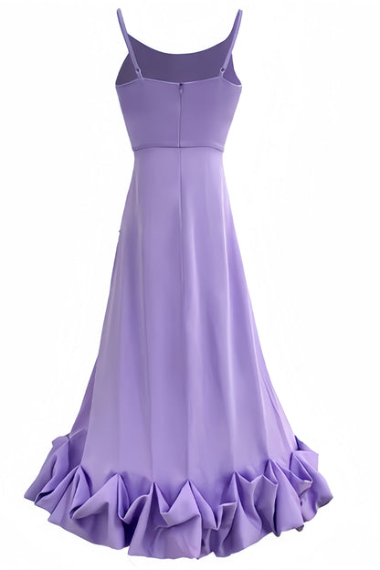 Karia U-Neck Large Hemline Maxi Dress-Purple