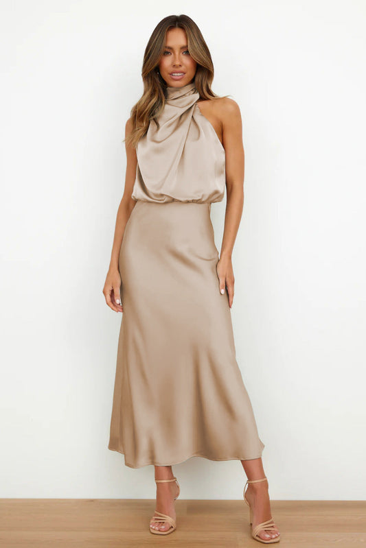 Marcela Aesthetic Satin Evening Dress Premium Wardrobe Essential