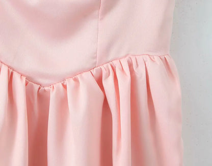 2025 Pleated Design Tie up Sleeveless Summer Dresses Women Solid Color Slim Fit Mini Dress Simple Fashion Party Dress