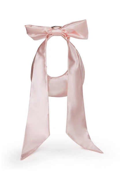 Satin Bow Rhinestone Heart Buckle Armpit Bag