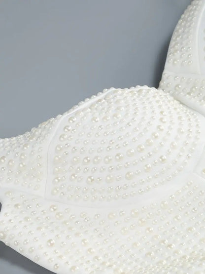 White Spaghetti Strap Diamonds Mini Dress